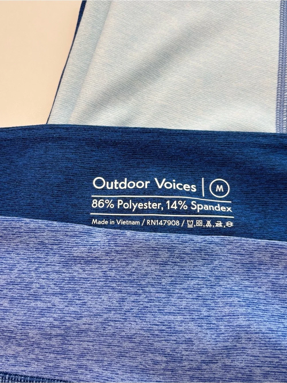 Outdoor Voices Venus Crop Top Leggings Set Blue Colorblock Medium